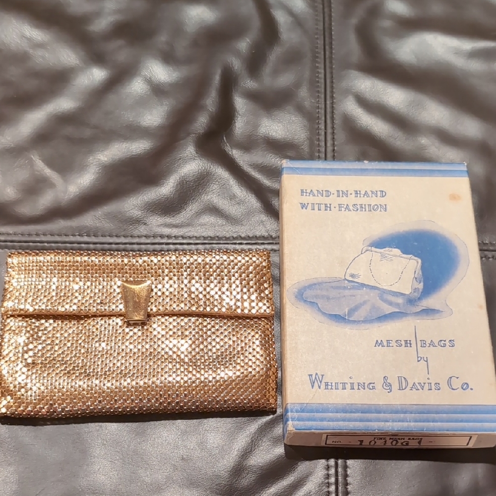 Whiting & Davis Shimmering Gold Mesh Wristlet